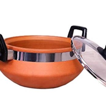 CLAY KARAHI WITH HANDLE LID 2.5L