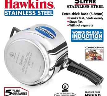 HAWKINS STAINLESS STEEL PRESSURE COOKER 5LTR