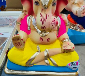 GANESH JI CLAY IDOL 6 INCHES YELLOW PINK